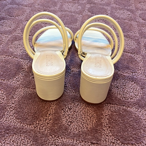 NWOT Schutz Olly Mid Block Nappa Leather Sandal Size 6 in Eggshell - Picture 5 of 6